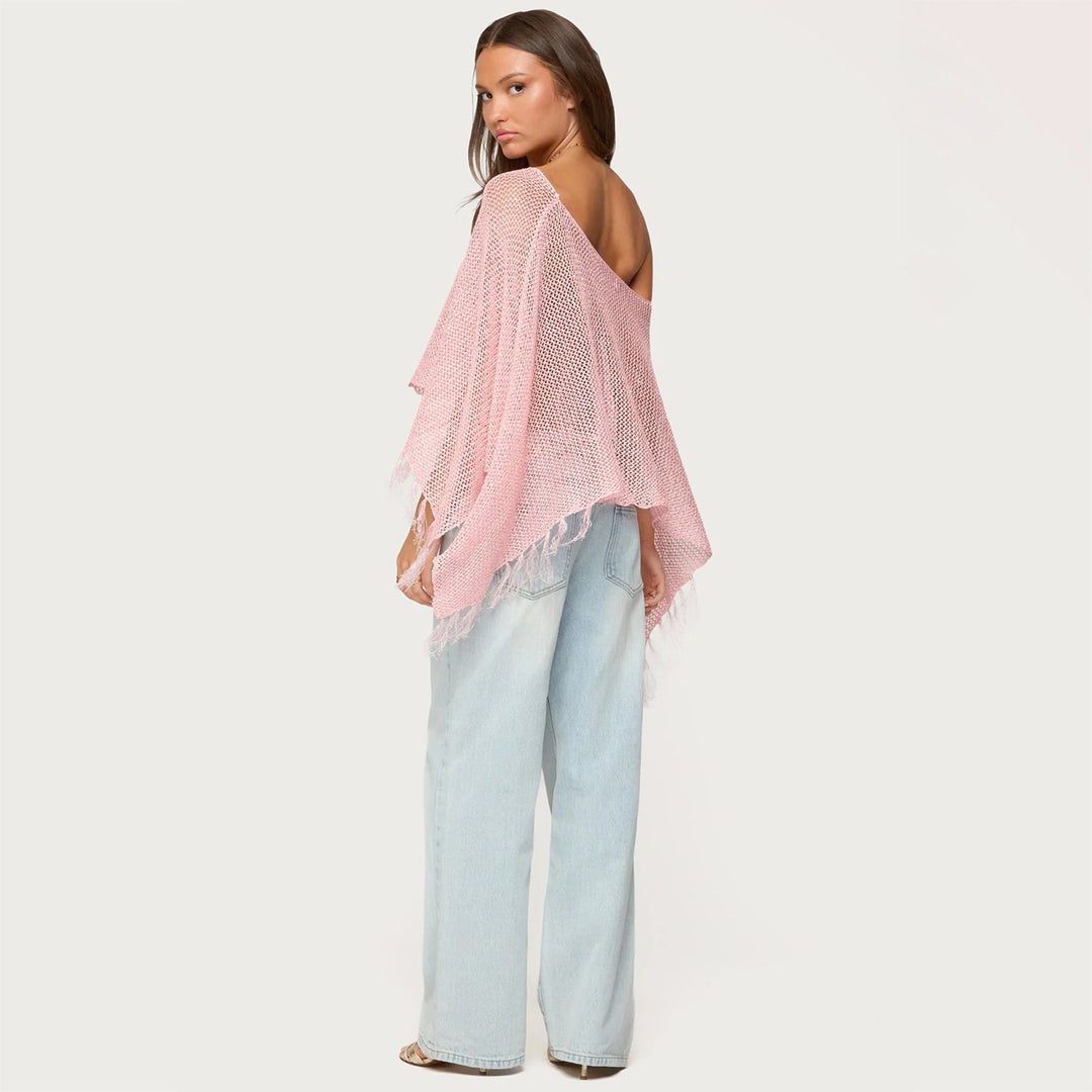 Damen stylischer Poncho mit Fransen EB