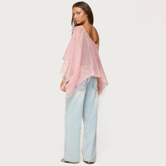 Damen stylischer Poncho mit Fransen EB