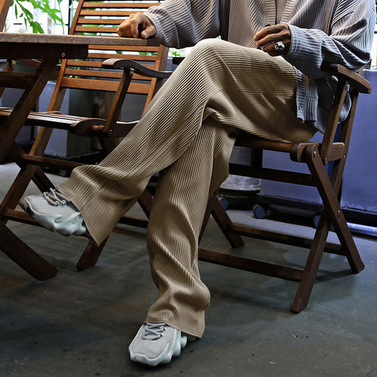 Herren lässige Freizeithose mit elastischem Bund und gepunktetem Textilmuster EB