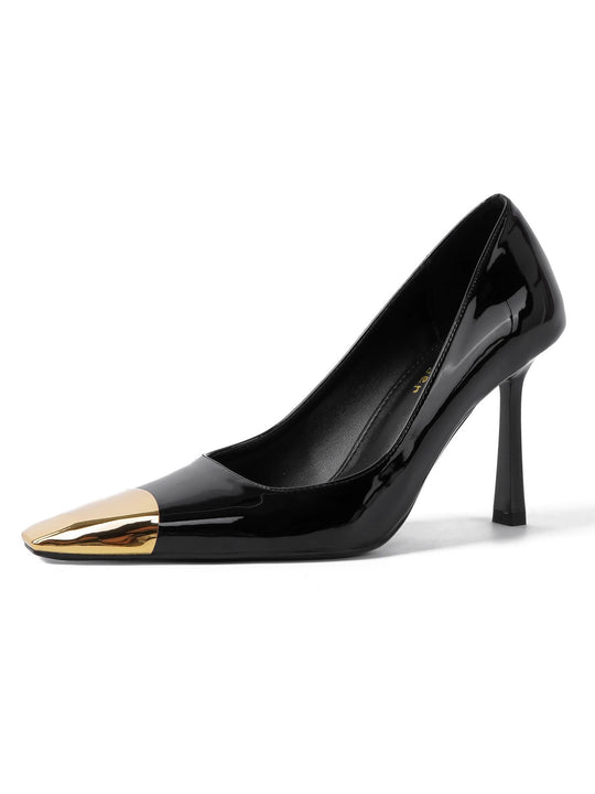 Damen Slingback-Pumps mit markantem Leopardenmuster und goldenem Zehenbereich EB