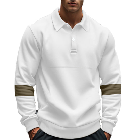 Herren modischer Langarmpullover mit poloartigen Details und kontrastierenden Ärmelbündchen EB