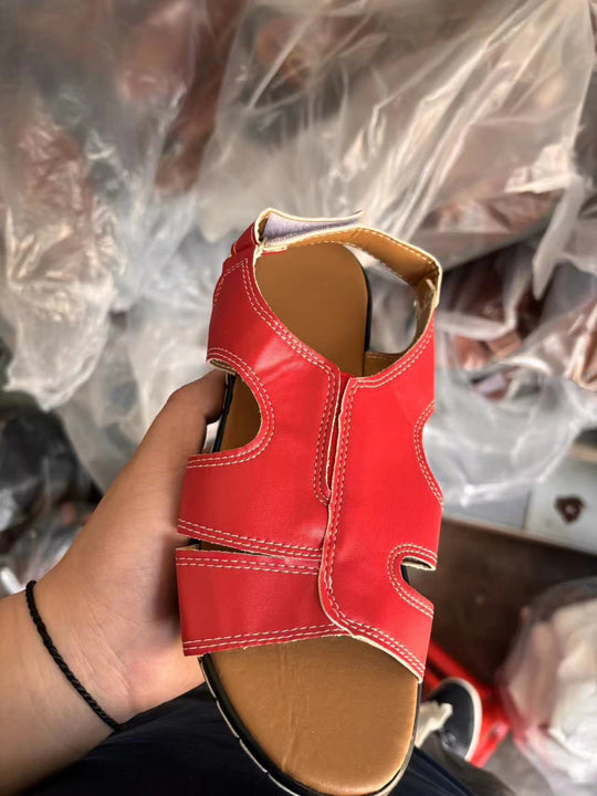Damen lässige Leder-Sandalen mit verstellbarem Riemen und anatomischem Fußbett EB