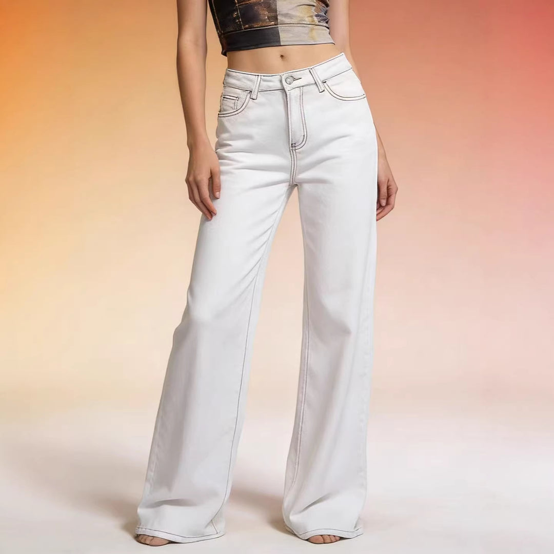 Damen Flared Jeans mit hohem Bund und eleganten Nahtdetails EB