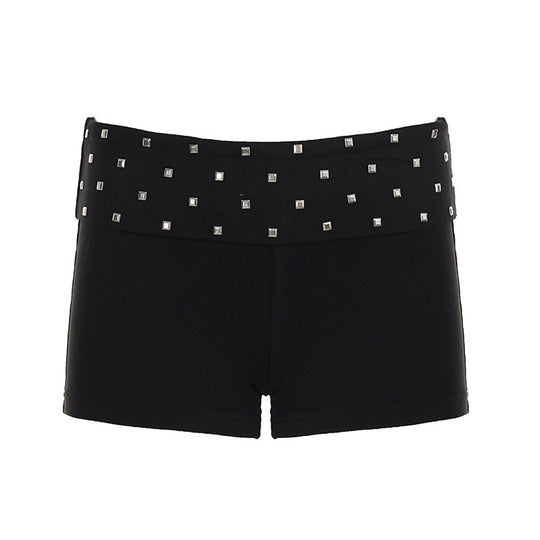 Damen modische Shorts mit glitzerndem Steinbesatz EB