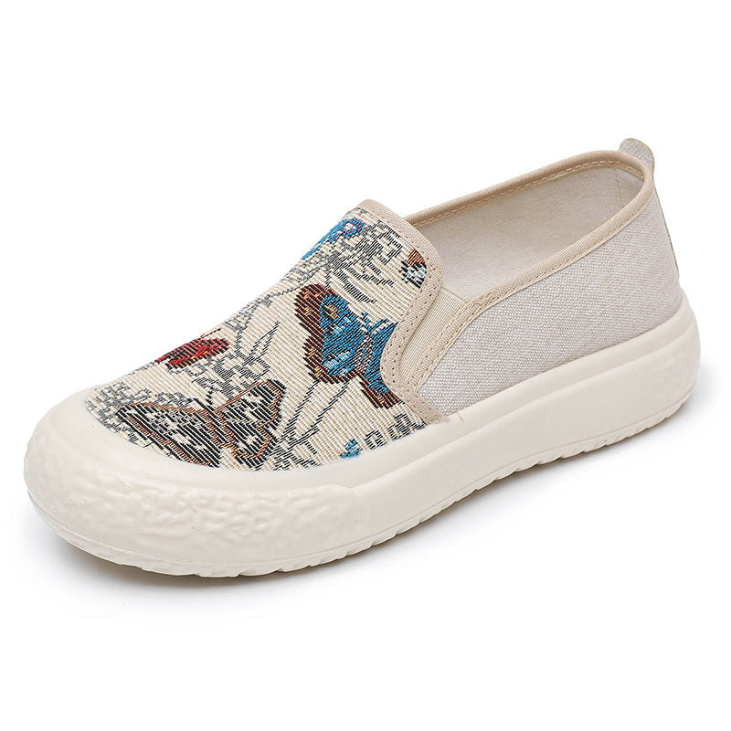 Damen Slip-On Schuhe mit buntem Schmetterlingsmuster und rutschfester Sohle EB