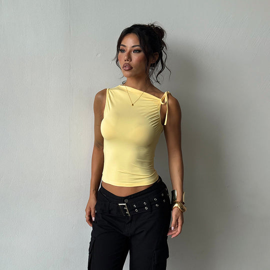 Damen Figurbetontes Top mit feinen Rüschendetails EB