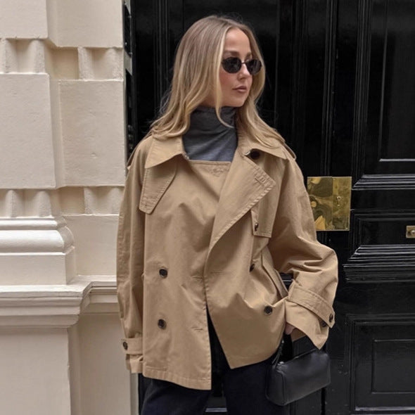 Damen Übergröße Trenchcoatjacke mit doppelter Knopfleiste und lässigem Schnitt EB