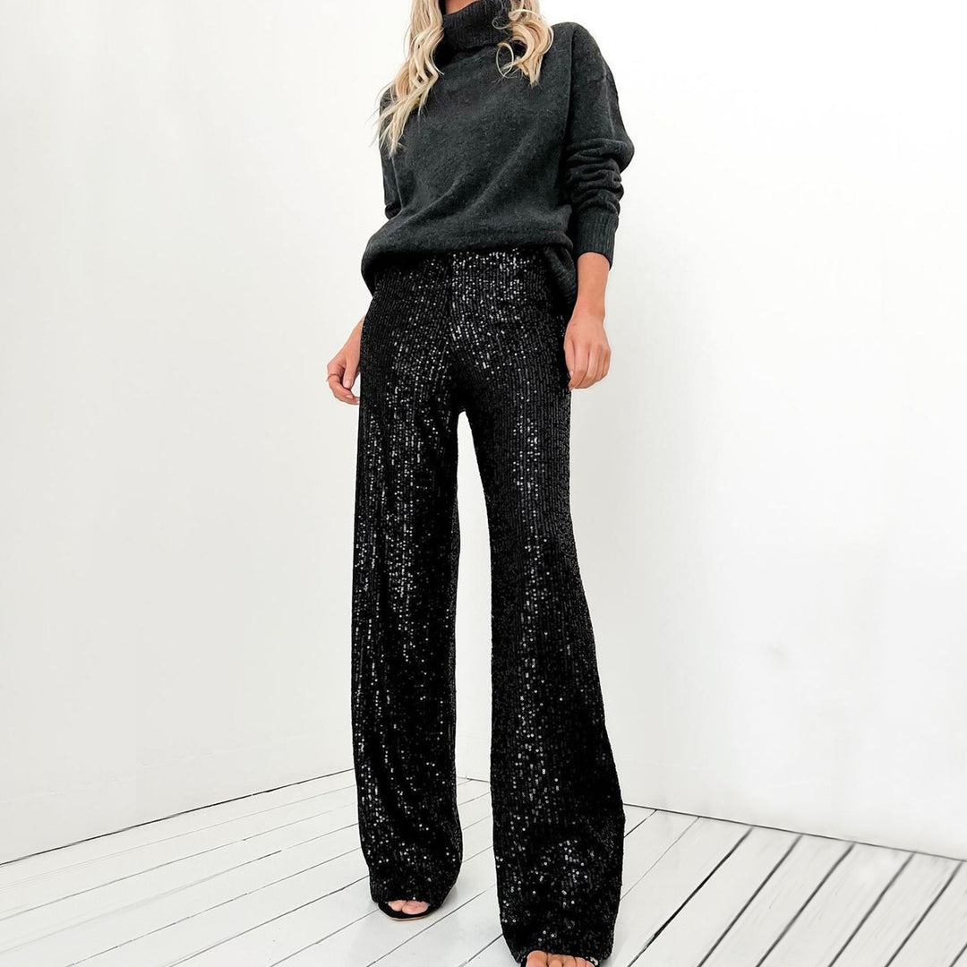 Damen Glamouröse Pailletten-Hose EB