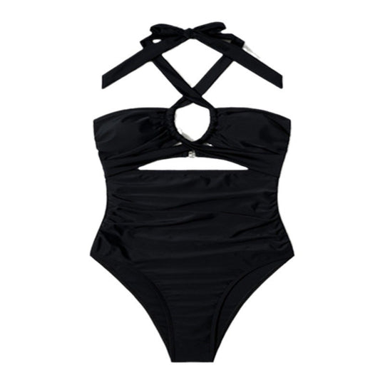 Damen einteiliger Badeanzug mit raffiniertem Cut-Out und verstellbarem Trägersystem EB