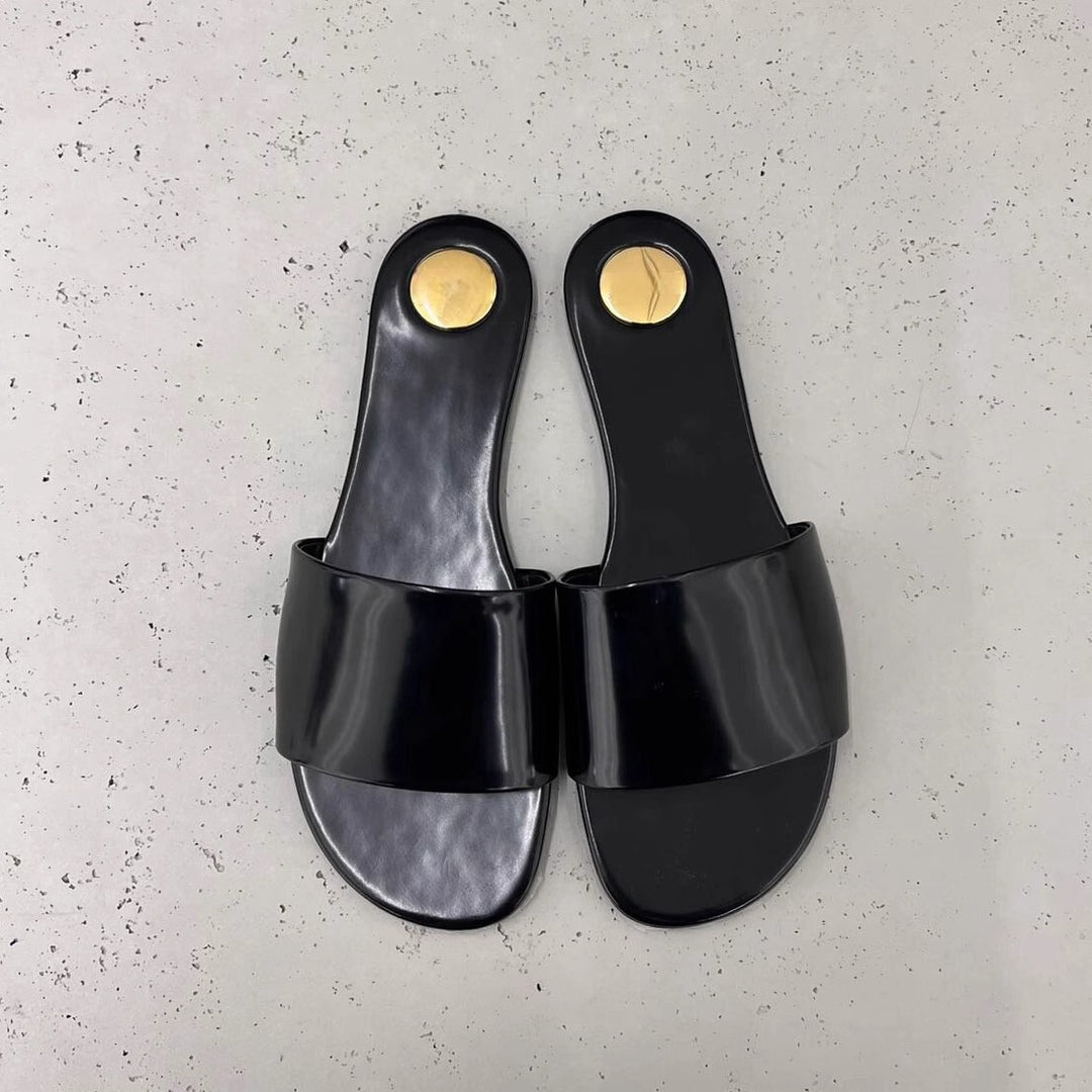 Damen Modische Zehentrenner-Sandalen mit eleganten Goldakzenten EB
