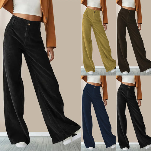 Damen Weit geschnittene Stoffhose mit hohem Bund und praktischen Taschen EB
