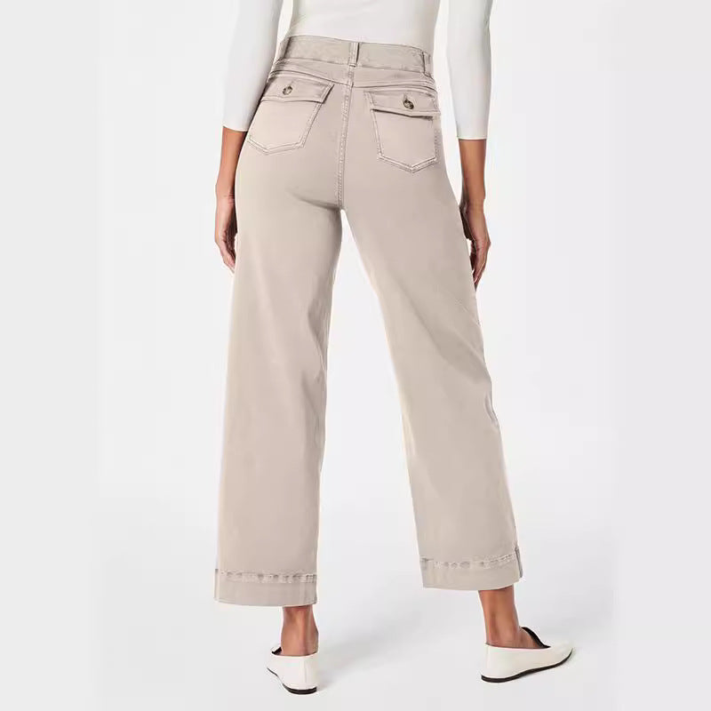 Damen Weitgeschnittene Stoffhose mit eleganten Details EB