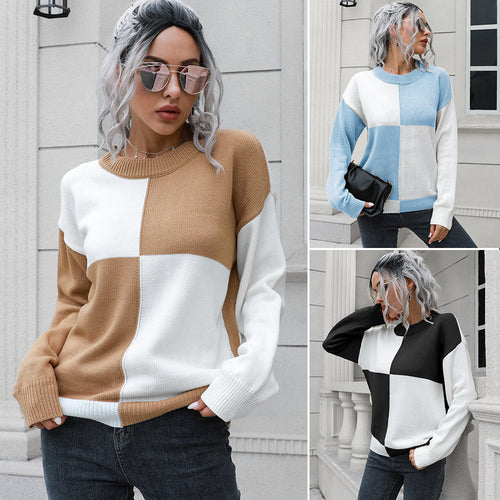 Damen Lässiger Pullover mit Blockstreifen-Design und bequemem Schnitt EB