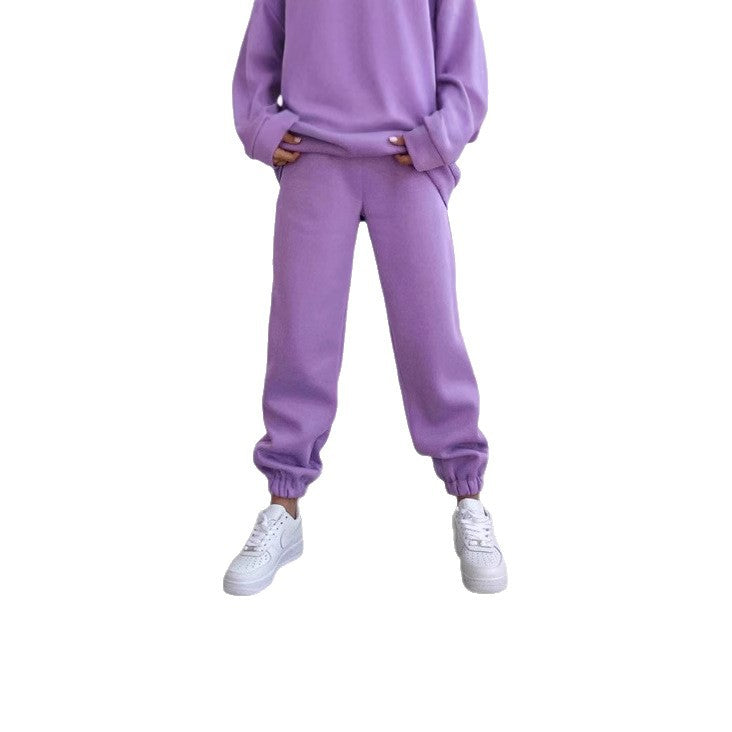 Damen nan lässige Jogginghose mit hohem Bund elastischen Knöchelabschlüssen und weichem Fleecefutter EB