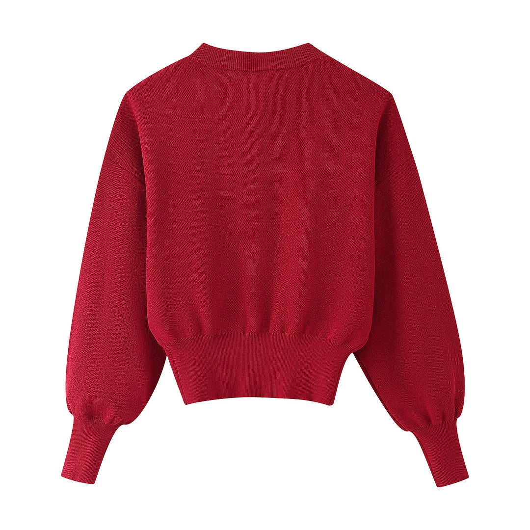 Damen Strickjacke mit eleganten Knöpfen und voluminösen Ärmeln EB