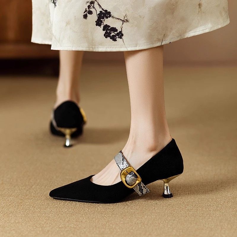 Damen elegante Slingback-Pumps mit modischem Schnallenakzent EB