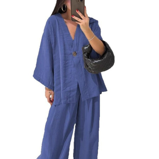 Damen Übergröße Chiffonjacke mit weit geschnittenen Ärmeln und akzentuiertem Knopf EB
