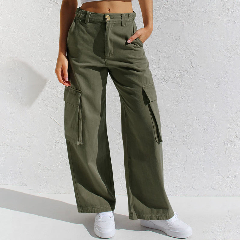 Damen Cargo-Hose mit weitem Bein und praktischen Taschen EB