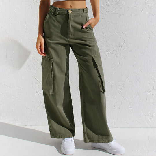 Damen Cargo-Hose mit weitem Bein und praktischen Taschen EB