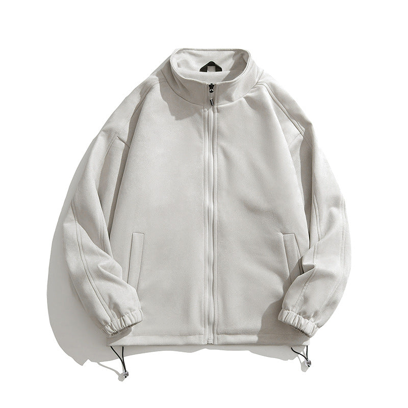 Damen sportliche Fleece-Jacke mit hohem Kragen und seitlichen Reißverschlusstaschen EB