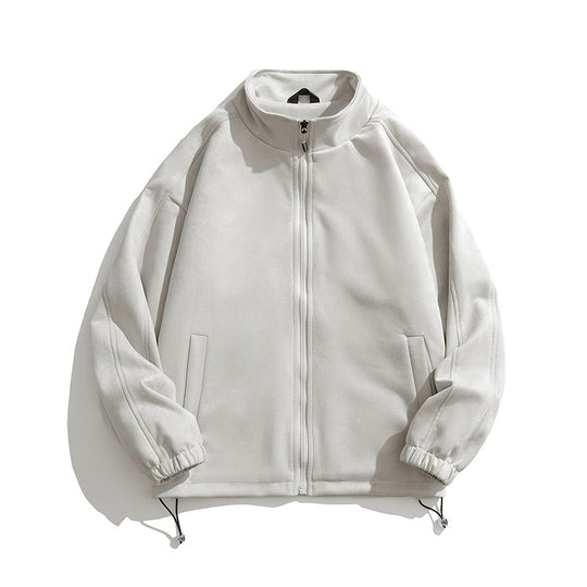 Damen sportliche Fleece-Jacke mit hohem Kragen und seitlichen Reißverschlusstaschen EB
