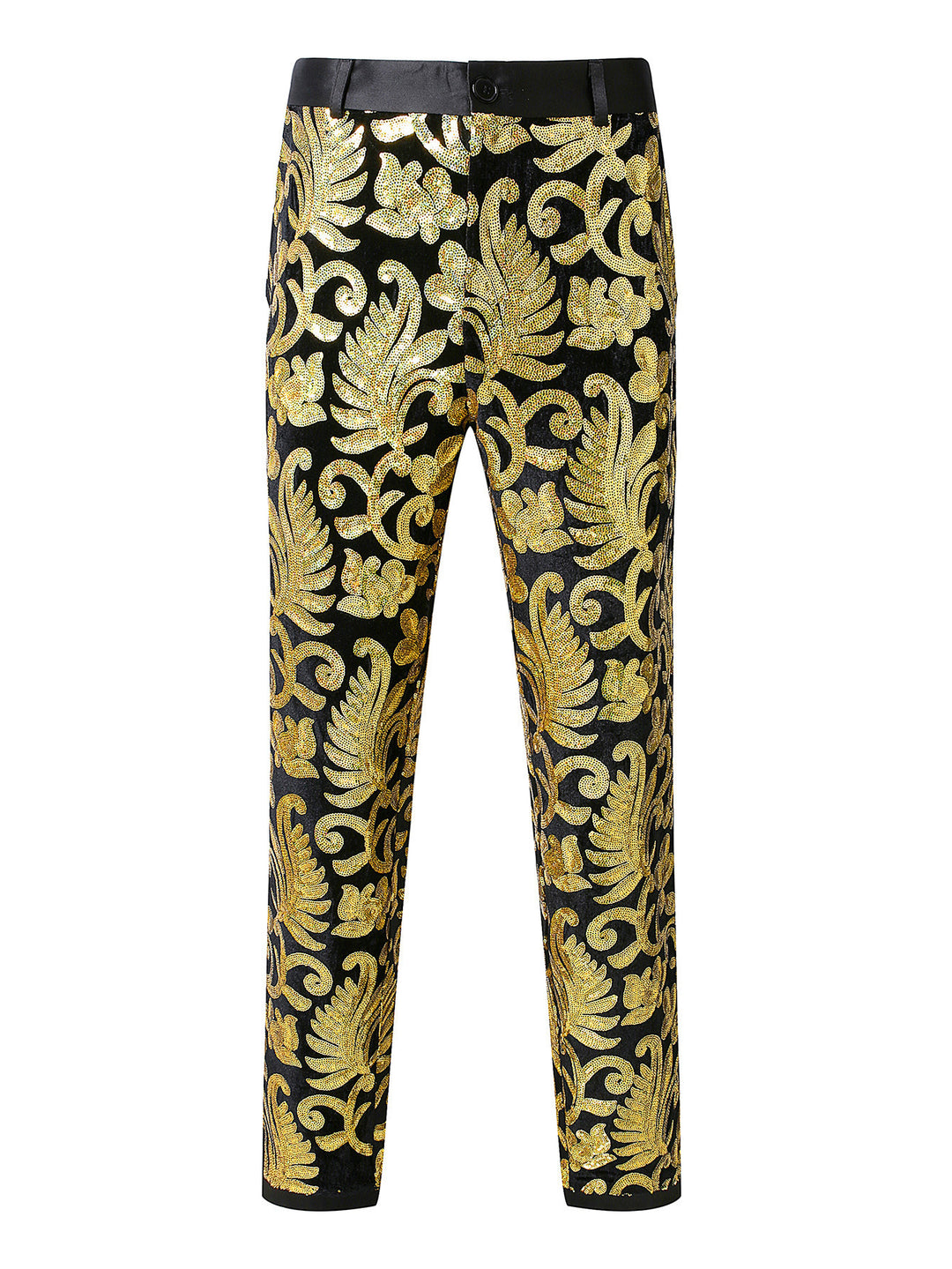 Herren elegante Pailletten-Hosen mit floralem Muster EB