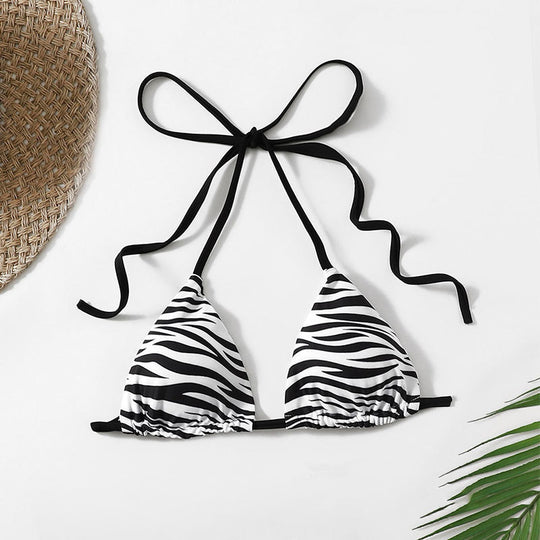 Damen Triangel-Bikini mit verspieltem Zebra-Muster und anpassbarem Halter EB