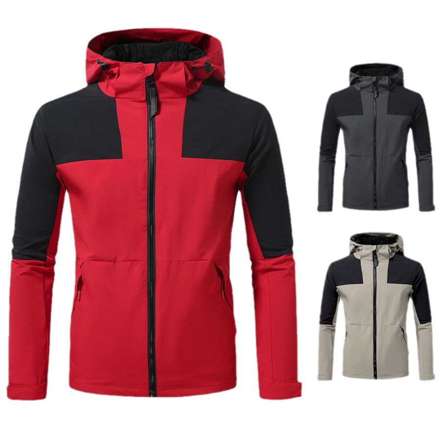Herren funktionale Outdoor-Jacke mit verstellbarem Kapuzenbereich EB