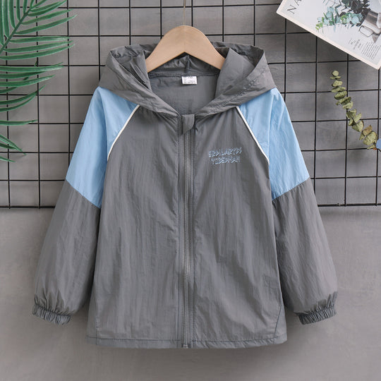 Unisex nan leichter Windbreaker mit Kapuze und Kontrastärmeln wasserabweisend winddicht R&B