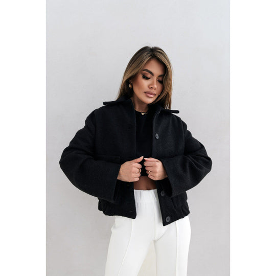Damen Oversized Wolljacke mit modernen Knopfdetails und praktischen Taschen EB