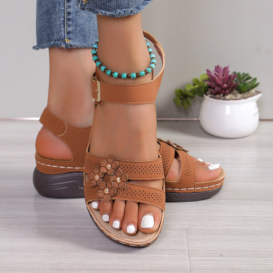 Damen Komfortable Sandalen mit floralem Design EB