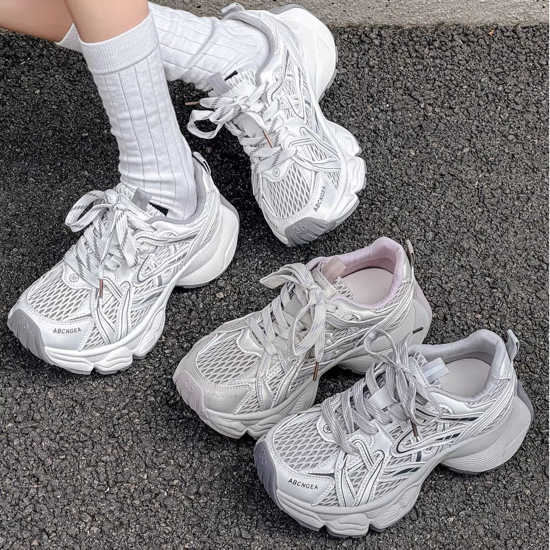 Damen Sportliche Casual Sneakers mit atmungsaktivem Obermaterial und dämpfender Sohle EB