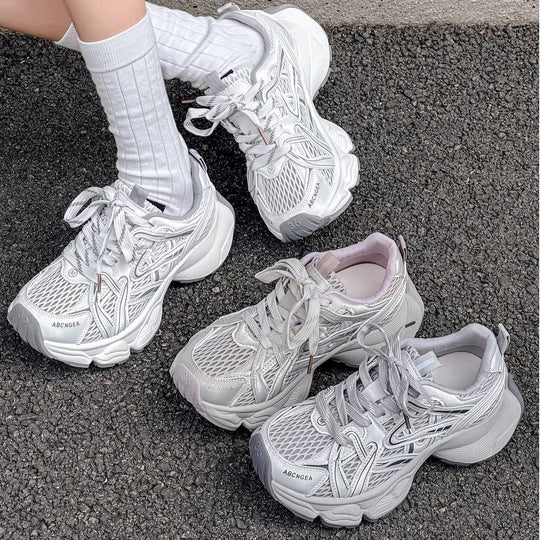 Damen Sportliche Casual Sneakers mit atmungsaktivem Obermaterial und dämpfender Sohle EB