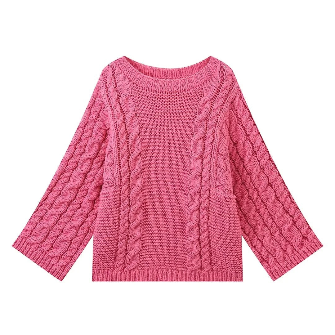 Damen Strickpullover mit lockerer Schnittführung und geflochtenem Design EB
