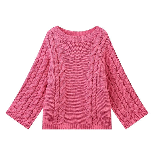 Damen Strickpullover mit lockerer Schnittführung und geflochtenem Design EB