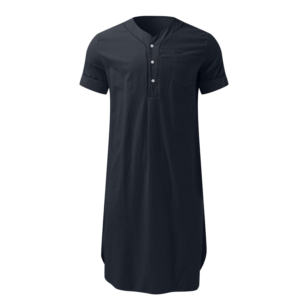 Damen Kurzarm-Kleid mit modernem Stehkragen und praktischer Knopfleiste EB