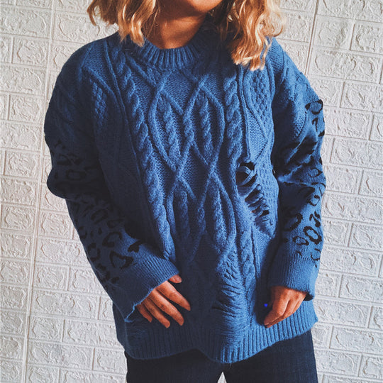 Damen lässiger Strickpullover mit modernem Muster und einzigartigen Details EB