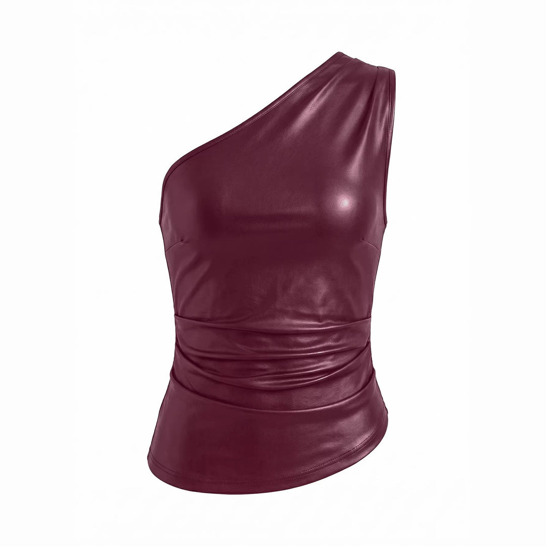 Damen asymmetrisches Top aus Kunstleder EB