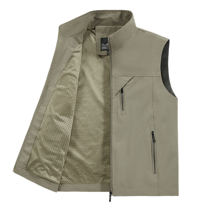 Herren Atmungsaktive Softshell-Outdoorweste mit Mesh‑Innenfutter und Reißverschlusstaschen EB
