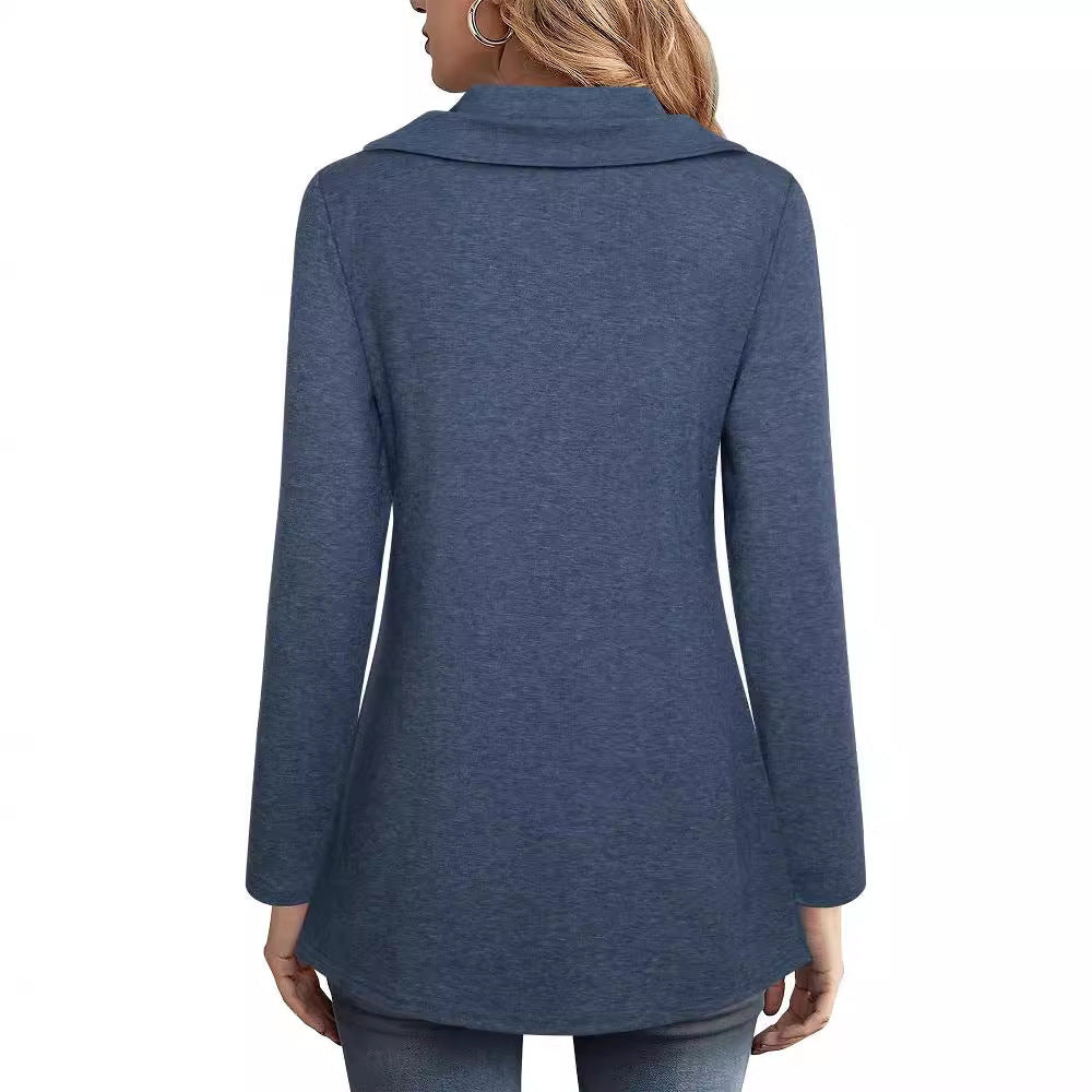 Damen Elegante Bluse mit asymmetrischem Saum und Kragen EB