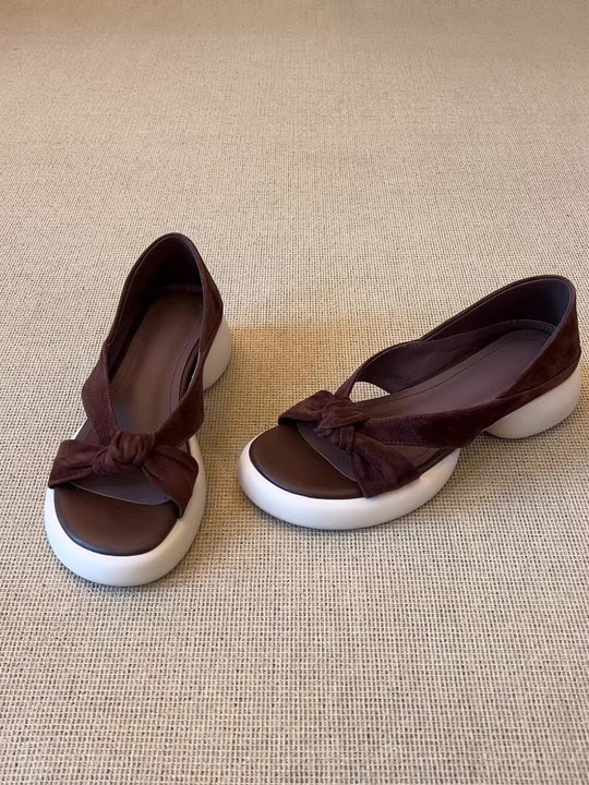 Damen Sandalen mit dekorativem Knoten und komfortabler Sohle EB