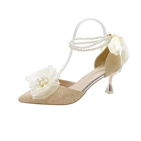 Damen elegante Slingback-Pumps mit floralem Schmuckdetail EB