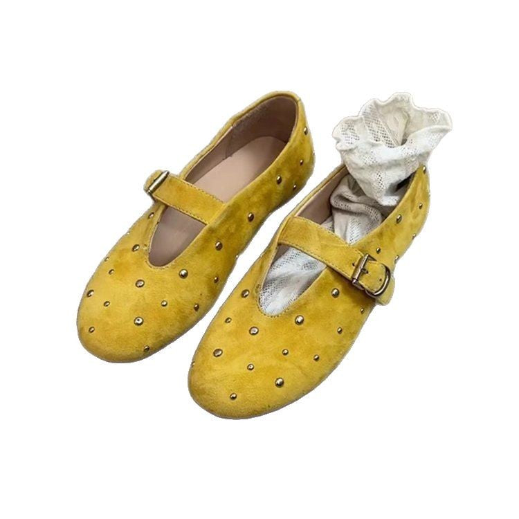 Damen elegante Ballerinas mit dekorativen Schmucksteinen und modischem Riemchen EB