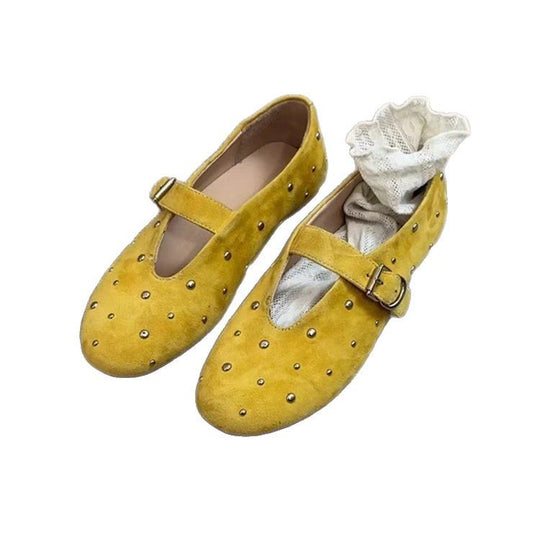 Damen elegante Ballerinas mit dekorativen Schmucksteinen und modischem Riemchen EB