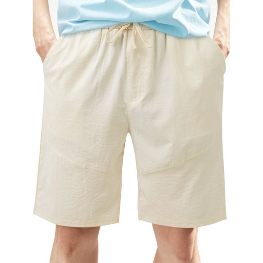 Herren nan knielange Leinenmix-Shorts mit elastischem Kordelzugbund und seitlichen Schubtaschen EB