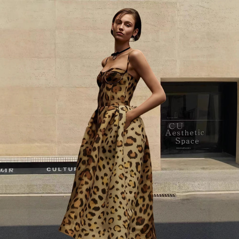 Damen Glamouröses Tiermuster Abendkleid EB