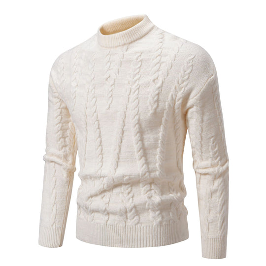 Herren Strickpullover mit Zopfmuster und hohem Kragen EB