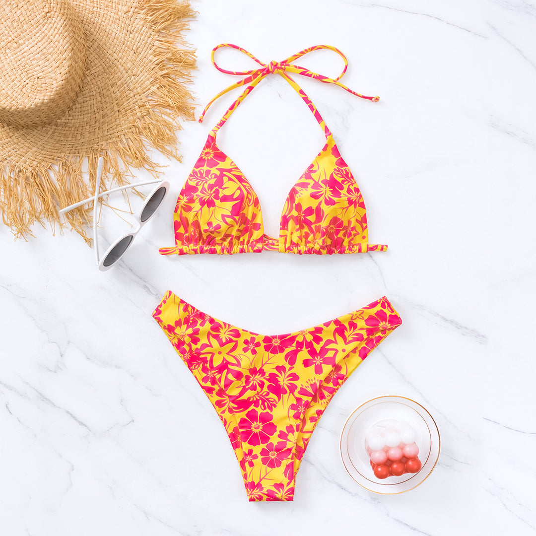 Damen Triangel-Bikini mit floralem Design EB