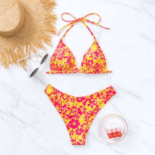Damen Triangel-Bikini mit floralem Design EB