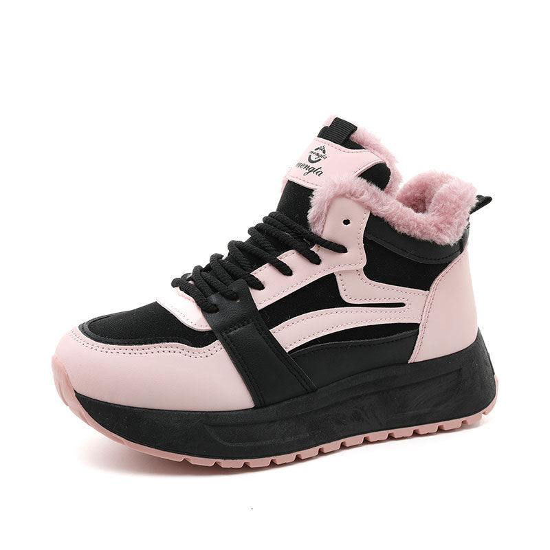 Damen modische High-Top Sneakers mit warmem Innenfutter und rutschfester Sohle EB
